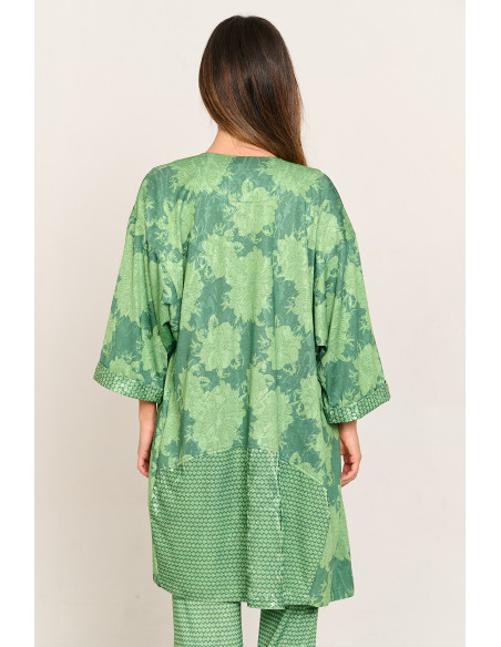 Kimono de largura media estampado flora BMB & Co. vista trasera
