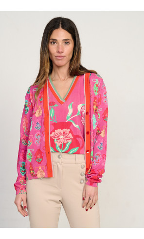 Jersey estampado jarrones escote pico manga corta BMB & Co. vista frontal