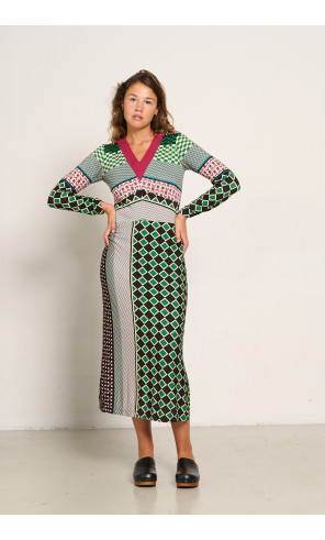 VESTIDO MIDI ESTAMPADO GEOMETRICO