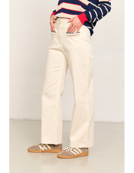 Pantalon recto de algodón crudo con bolsillos BMB & Co. vista lado