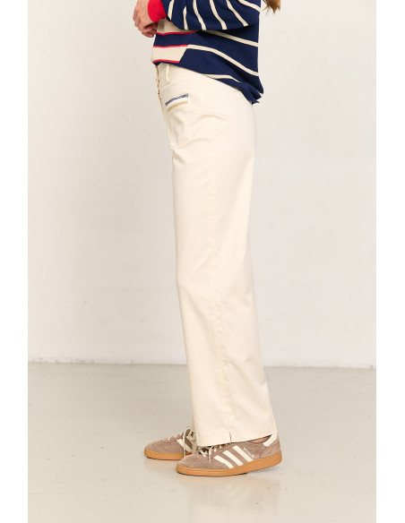 Pantalon recto de algodón crudo con bolsillos BMB & Co. vista lateral