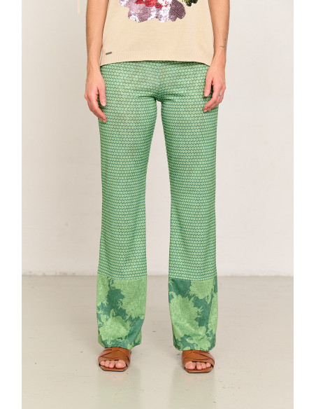 Pantalon fluido estampado sobre jacquard BMB & Co. vista front