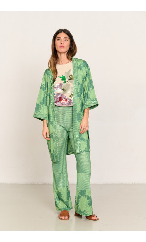 Pantalon fluido estampado sobre jacquard BMB & Co. vista look