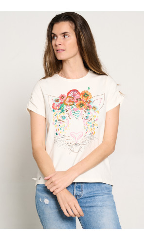CAMISETA CRUDA BORDADOS TIGRE