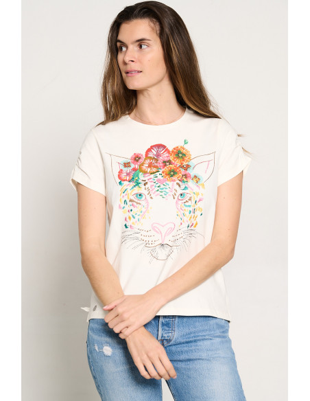 CAMISETA CRUDA BORDADOS TIGRE