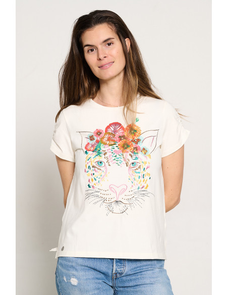 CAMISETA CRUDA BORDADOS TIGRE