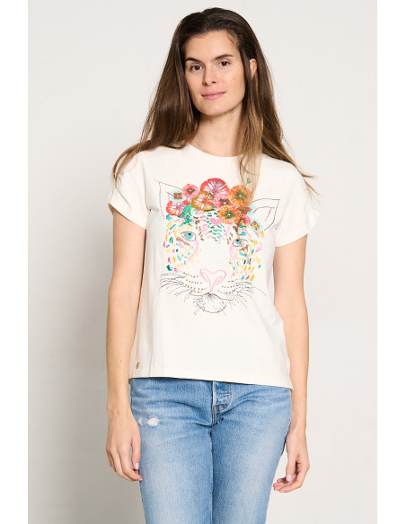 CAMISETA CRUDA BORDADOS TIGRE