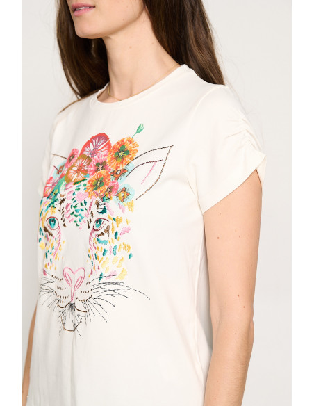 CAMISETA CRUDA BORDADOS TIGRE