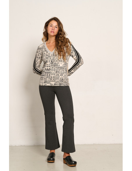 PANTALON ACAMPANADO GRIS