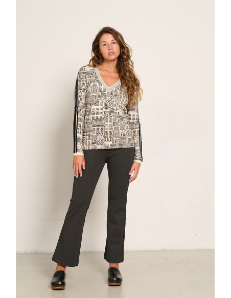 PANTALON ACAMPANADO GRIS