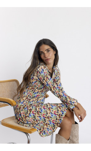 Vestido Corto Camisero con Print BMB & Co.
