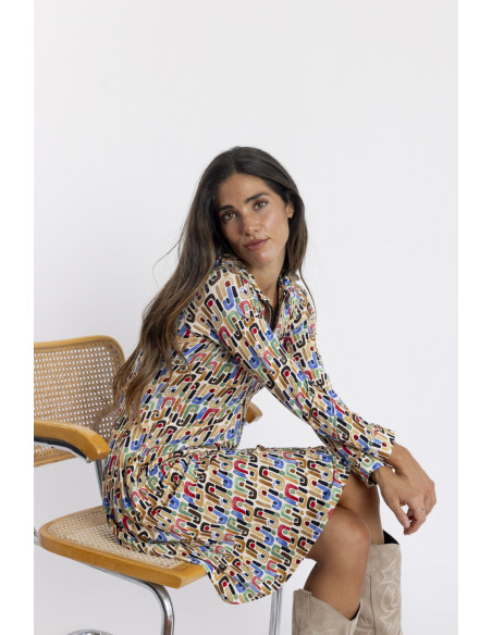 Vestido Corto Camisero con Print BMB & Co.