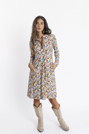 Vestido Corto Camisero con Print BMB & Co.
