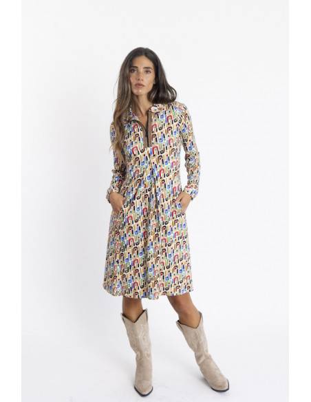 Vestido Corto Camisero con Print BMB & Co.