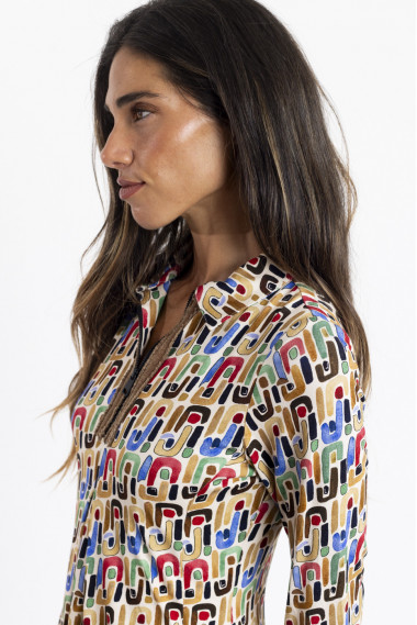 Vestido Corto Camisero con Print BMB & Co.