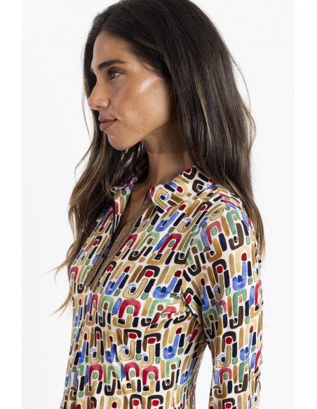 Vestido Corto Camisero con Print BMB & Co.