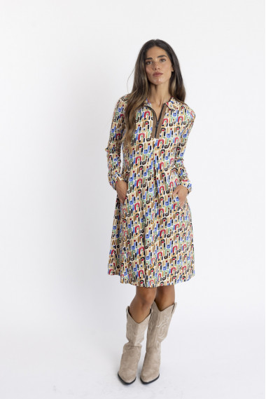 Vestido Corto Camisero con Print BMB & Co.