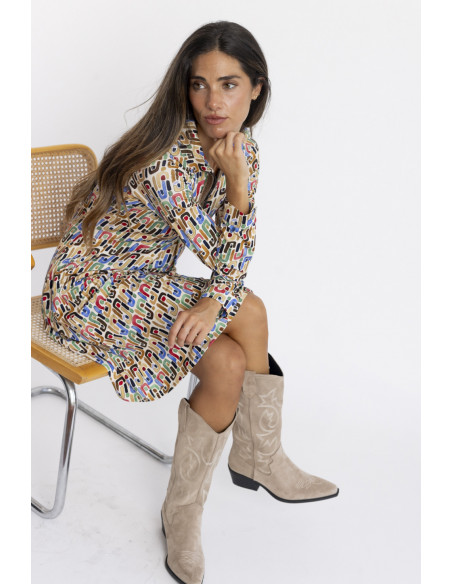 Vestido Corto Camisero con Print BMB & Co.