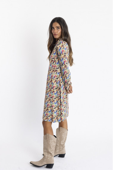 Vestido Corto Camisero con Print BMB & Co.