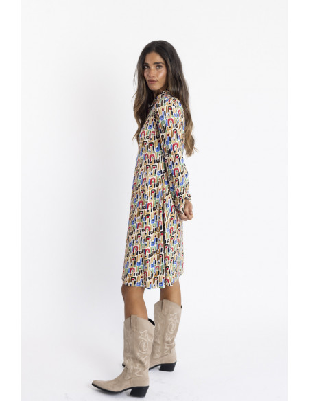 Vestido Corto Camisero con Print BMB & Co.