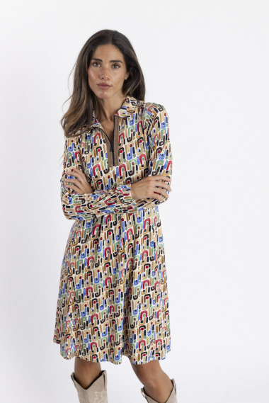 Vestido Corto Camisero con Print BMB & Co.