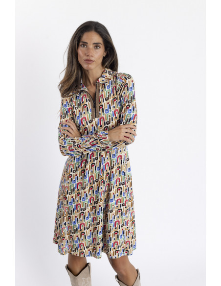 Vestido Corto Camisero con Print BMB & Co.