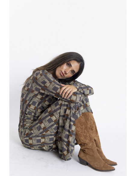 Vestido Largo Nudos con Print BMB & Co.