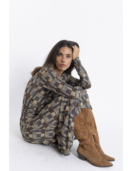 Vestido Largo Nudos con Print BMB & Co.