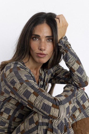 Vestido Largo Nudos con Print BMB & Co.