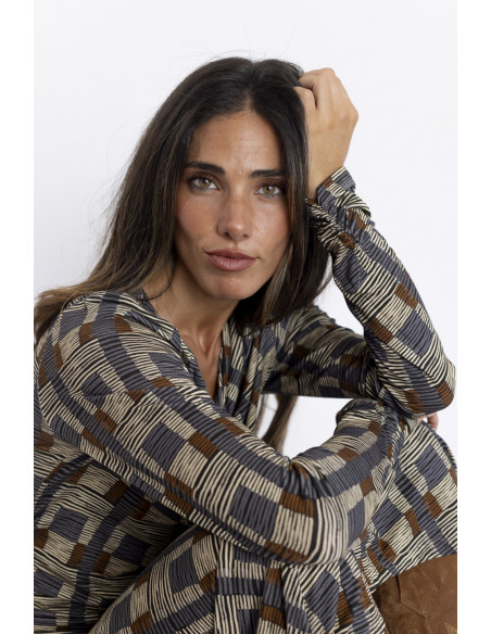 Vestido Largo Nudos con Print BMB & Co.