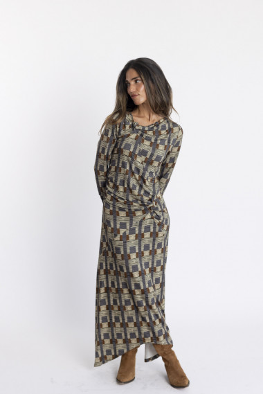 Vestido Largo Nudos con Print BMB & Co.