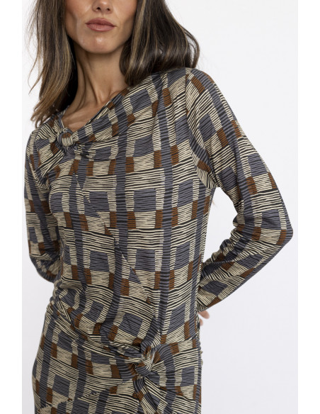 Vestido Largo Nudos con Print BMB & Co.