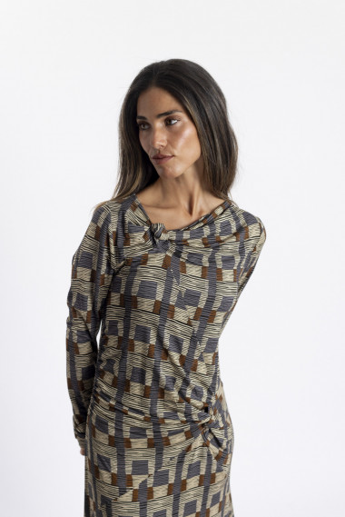 Vestido Largo Nudos con Print BMB & Co.