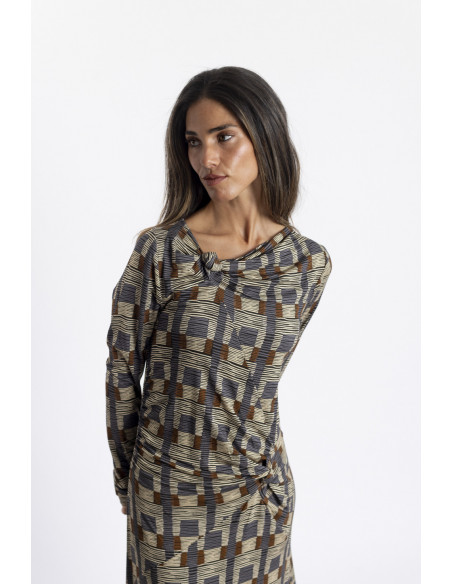 Vestido Largo Nudos con Print BMB & Co.