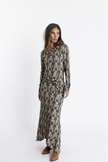 Vestido Largo Nudos con Print BMB & Co.