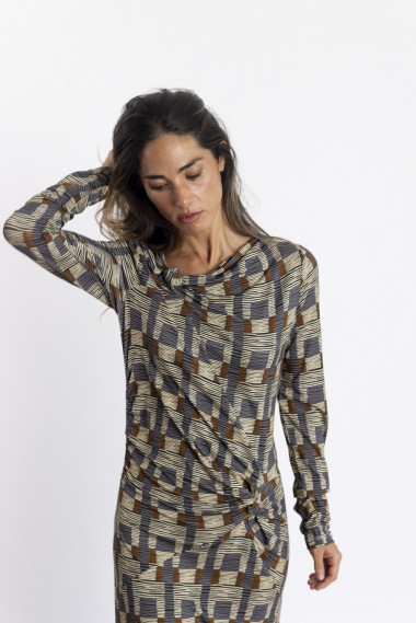 Vestido Largo Nudos con Print BMB & Co.