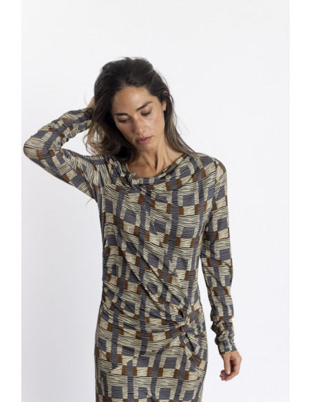 Vestido Largo Nudos con Print BMB & Co.