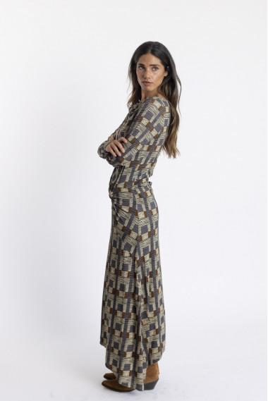 Vestido Largo Nudos con Print BMB & Co.
