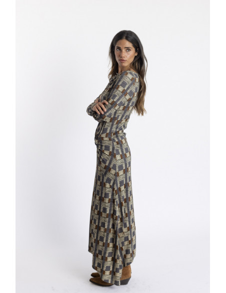 Vestido Largo Nudos con Print BMB & Co.