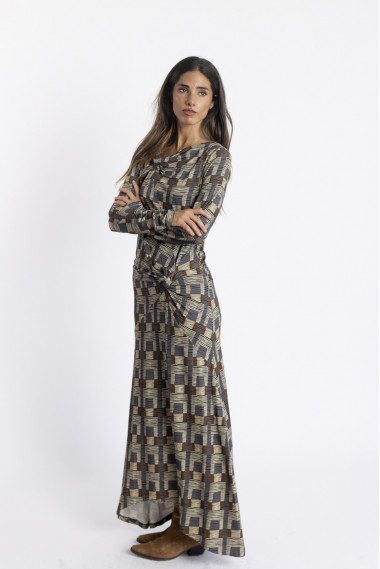 Vestido Largo Nudos con Print BMB & Co.