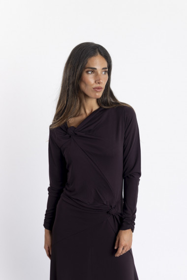 Vestido Largo Granate con Nudos BMB & Co.