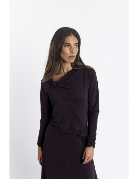 Vestido Largo Granate con Nudos BMB & Co.