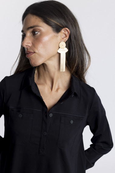 Camiseta Negra Soft Con Botonadura BMB & Co.
