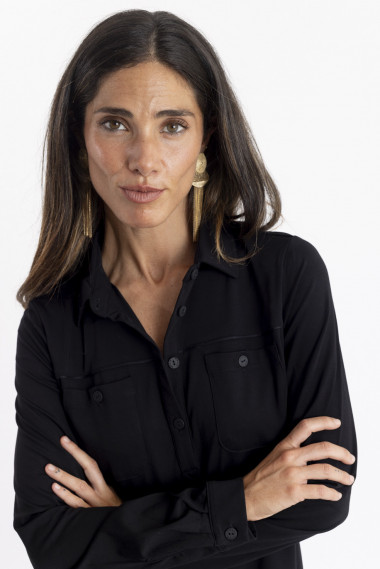 Camiseta Negra Soft Con Botonadura BMB & Co.