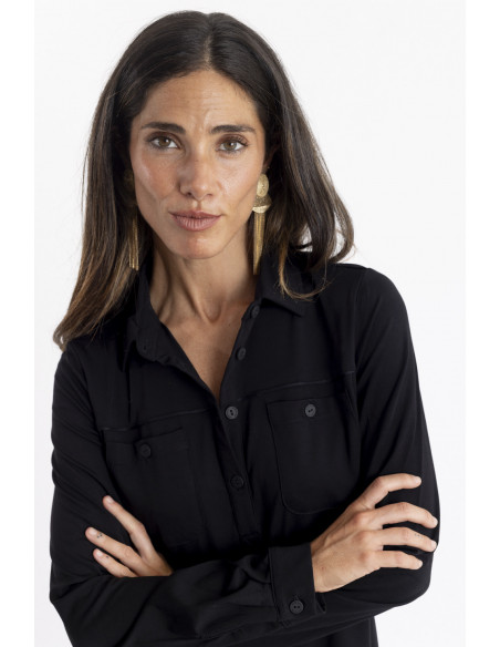 Camiseta Negra Soft Con Botonadura BMB & Co.