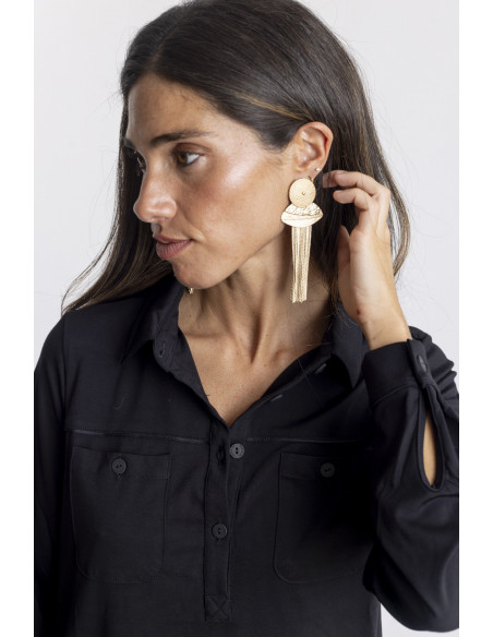 Camiseta Negra Soft Con Botonadura BMB & Co.