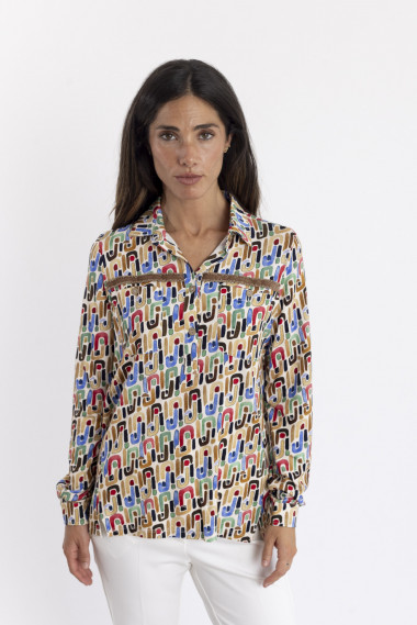 Camiseta Print Geometrico Con Botonadura BMB & Co.