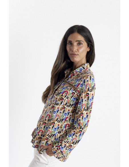 Camiseta Print Geometrico Con Botonadura BMB & Co.