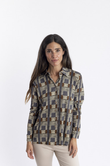Camisa Con Print Etnico y Caida BMB & Co.