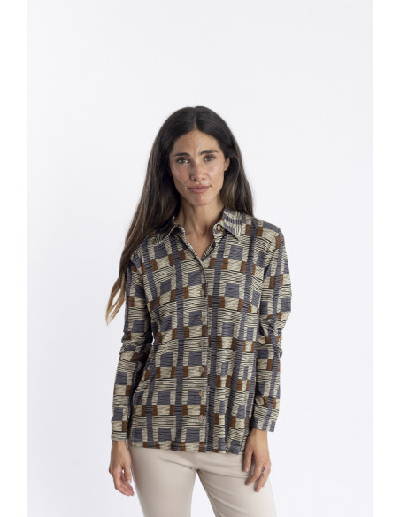 Camisa Con Print Etnico y Caida BMB & Co.